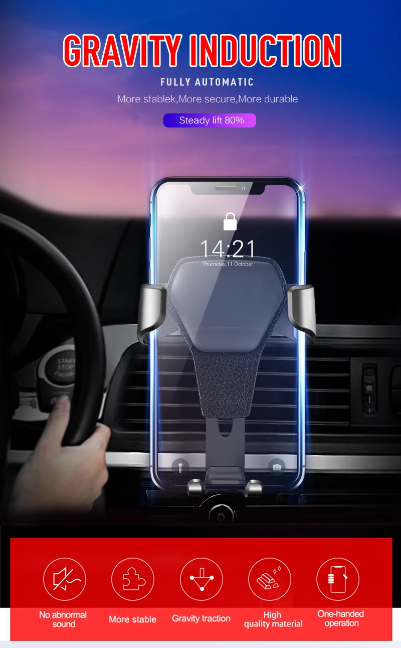 2 шт. Автомобильный держатель для телефона Gracvity Air Vent Mount Holde socket для iPhone xs max xr 7X8 plus для xiaomi note 5 6 pro a2 lite