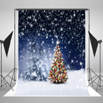 

Merry Christmas 5x7 Christmas Photography Background Forest Snowflakes Christmas Tree Home Decoration Snow Studio Background