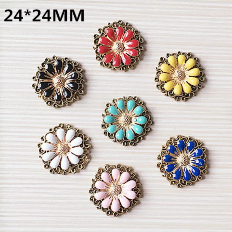 

Vintage Ancient Bronze Clasps With Colorful Metal Flower Findings For Jewelry Making Supplies Diy Hand Made Accessories