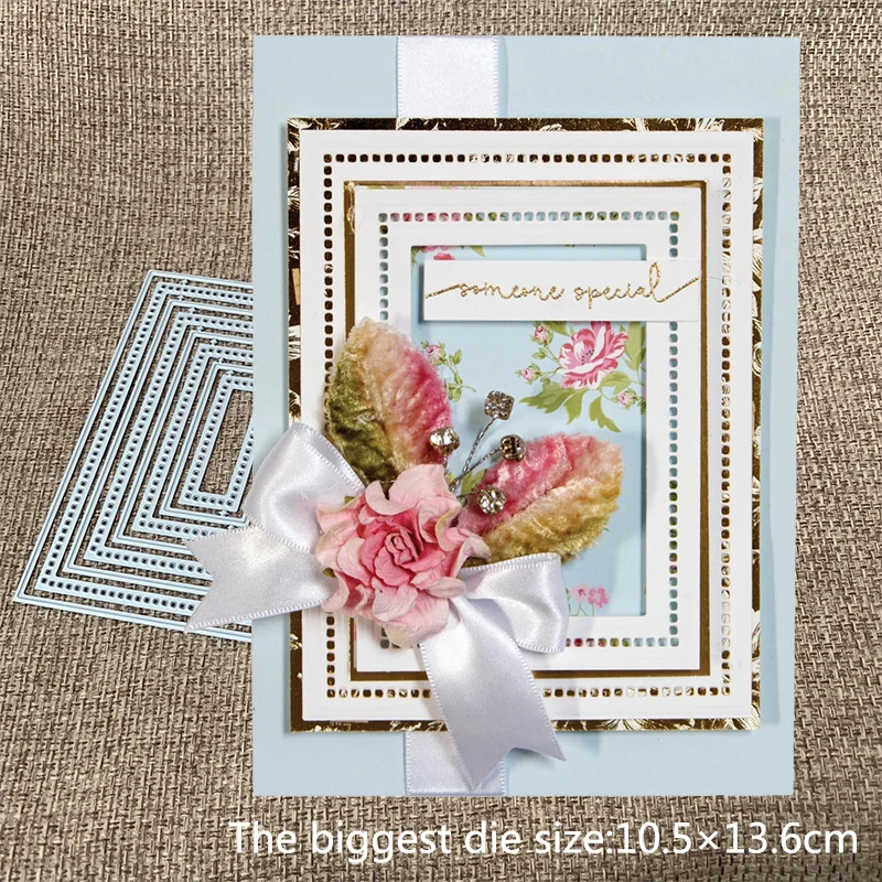 

New Design Craft Metal Cutting Die Cut Die 8pcs rectangle background Scrapbooking Album Paper Card Craft Embossing Die Cuts