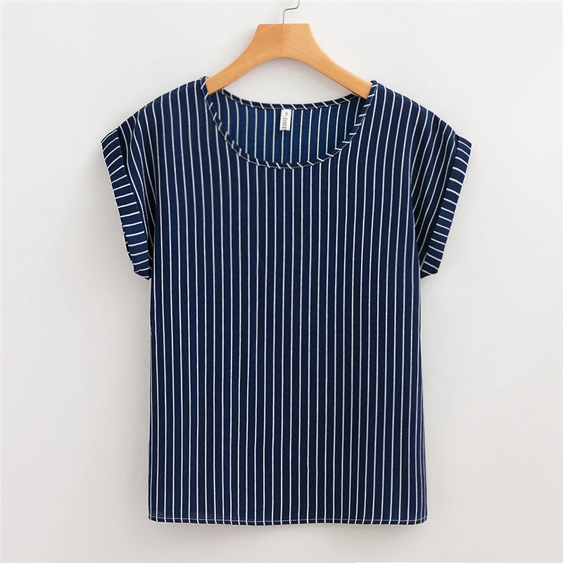 DHIHKK Summer Women White Striped Chiffon Blouses Shirts 2018 New Fashion Short Sleeve O-neck Blouse Women Tops Tee Blusas DHIHKK Summer Women White Striped Chiffon Blouses Shirts 2018 New Fashion Short Sleeve O-neck Blouse Women Tops Tee Blusas