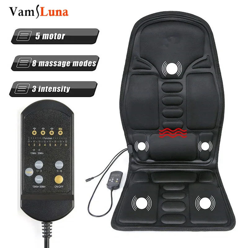 Full-Body Back Neck Waist Infrared Therapy Heated Massage Electric Vibrator Cushion Seat Car Home Office Massage Chair Pad