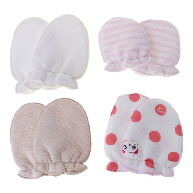 1 пара детских перчаток с защитой от царапин, мягкая смесь хлопка, теплые, зимние, Осенние, противозахватные, милые рукавицы для ухода за новорожденными