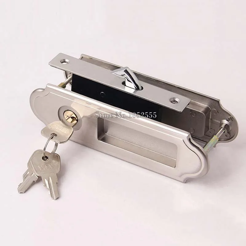 Designed Security Sliding Door Mortise Hook Bolt Lock Set with Brass Cylinder Room Balcony Bathroom Interior