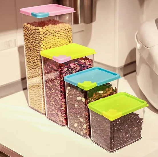 

1PC kitchen half flip food storage box tank airtight containers sealed cans for coarse cereals grains KX 309