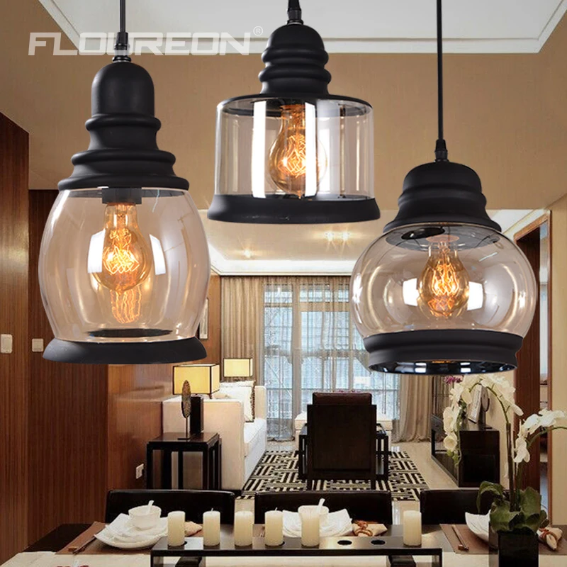 Retro Cilindrische Vintage Hanglamp Glas Shade Mason Jar Retro Cilindrische Vintage Hanglamp Glas Shade Mason Jar Zwarte Verf Gebruik E27 Gloeilamp 110 220 V In