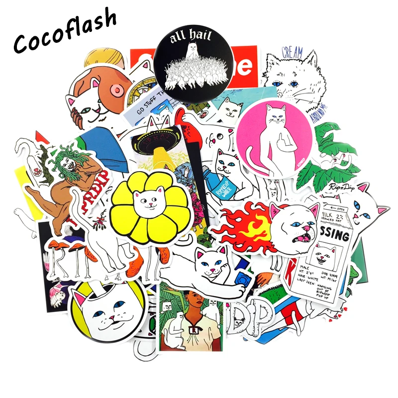 25Pcs  Middle Finger Cats PVC Waterproof Stickers  Doodle Decals Luggage Laptop Car Styling Skateboard DIY Home Decor Sticker