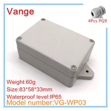 Скидка посылка инъекций IP65 Водонепроницаемый ABS пластик diy коробки с 4 шт PG9 водонепроницаемый проволочная манжета 83*58*33 мм