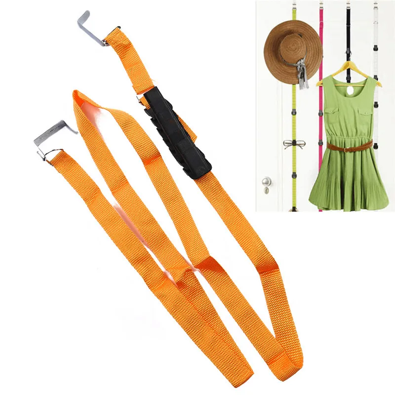 Adjustable Over Door Straps Hanger Hat Bag Clothes Hanging Rack