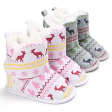 Рождественские детские сапоги для новорожденных; детские сапоги с мягкой подошвой; обувь для новорожденных; повседневные ботинки; осенне-зимняя обувь; 0-18M