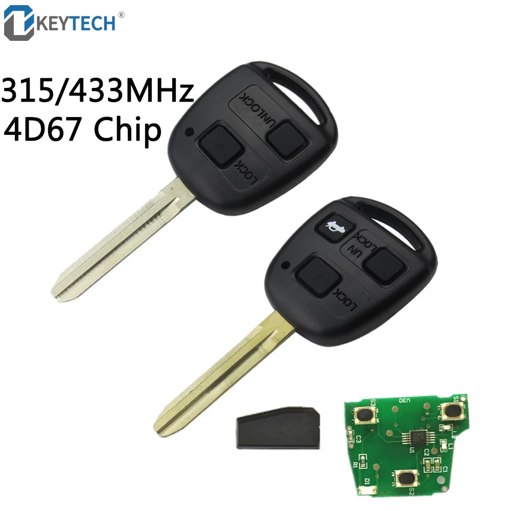 OkeyTech авто дистанционный ключ 4D67 чип для Toyota Camry Prado Corolla CAMRY 304 60030 2/3 кнопки 315 МГц 433 МГц с печатной платой