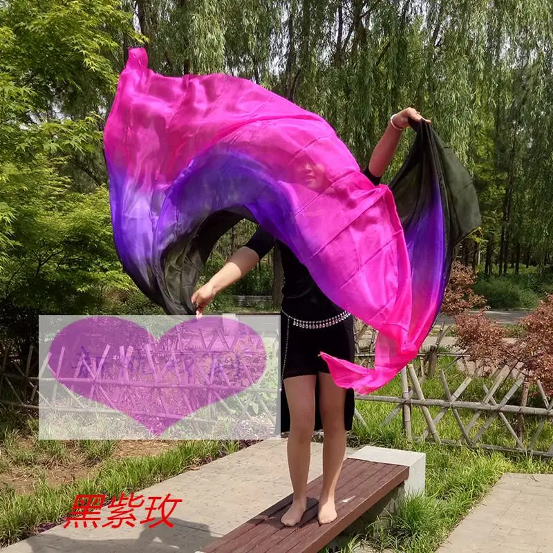 Натуральный шелковый шарф для танца живота красивый градиент цвета сценическое шоу шелковая Вуаль шали высокое качество