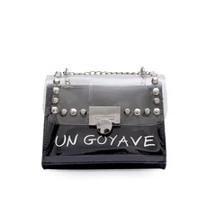 

HIVICKY Korean ladies hand bags chain bag female transparent jelly handbag rivet shoulder small square bag sac bandouliere femme