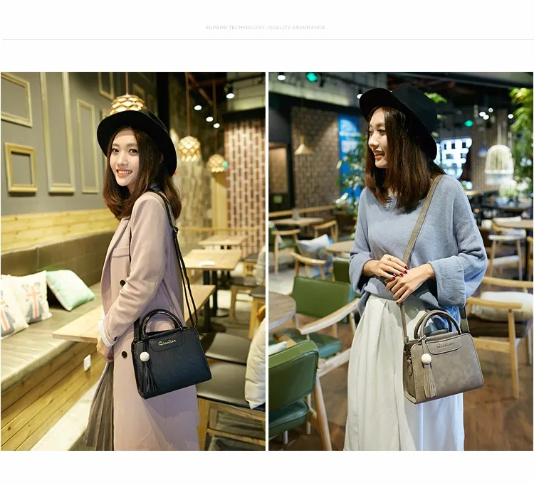 Free shipping, 2018 new women handbags, simple fashion flap, trend tassel woman messenger bag, Korean version shoulder bag. 16