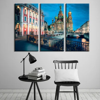 

3 Piece Free Shipping Cheap Modern Wall Painting canvas art Home Decor Art city Picture Paint on Canvas