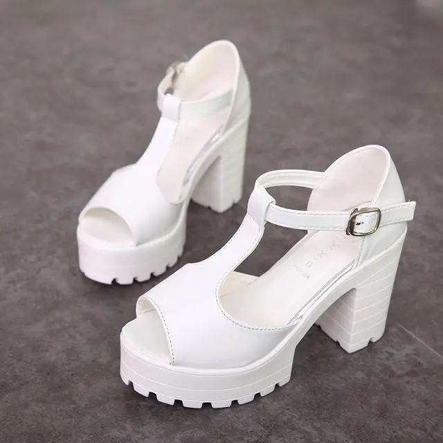 

Nice Candy Color Women Sandals Sexy Women Shoes High Heel Open Toe Sandals Thick Heel Platform Hasp Shoes Women Fashion