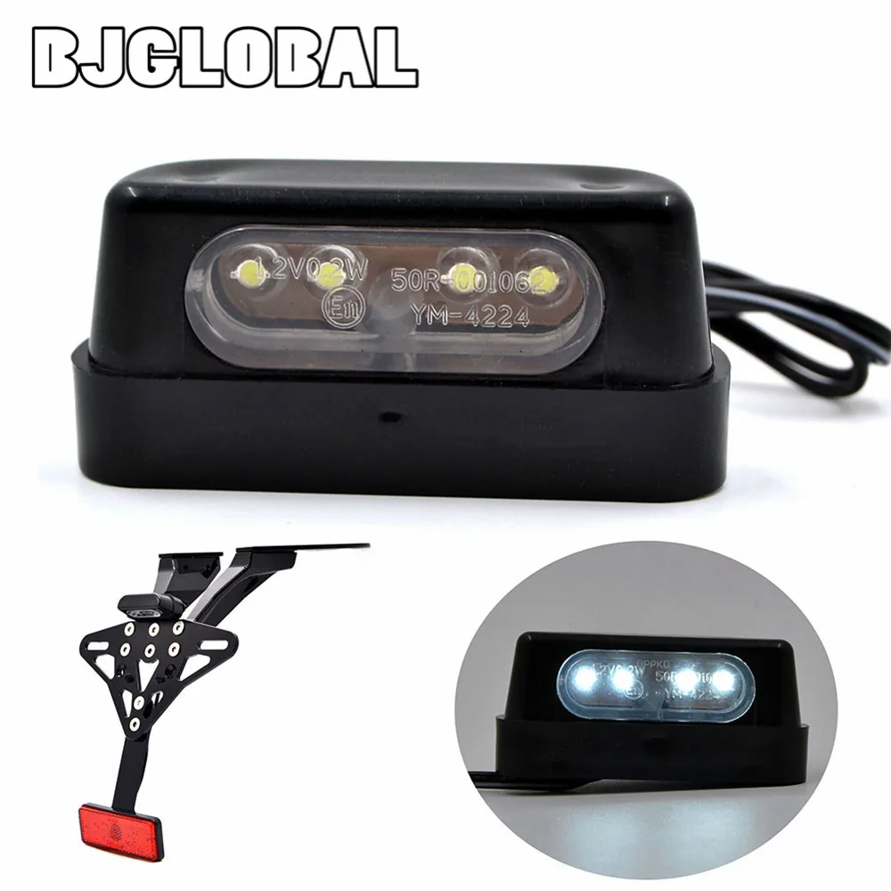 BJGLOBAL 0.2W 4 LED 12V Universal LED Motorcycle License Plate Light