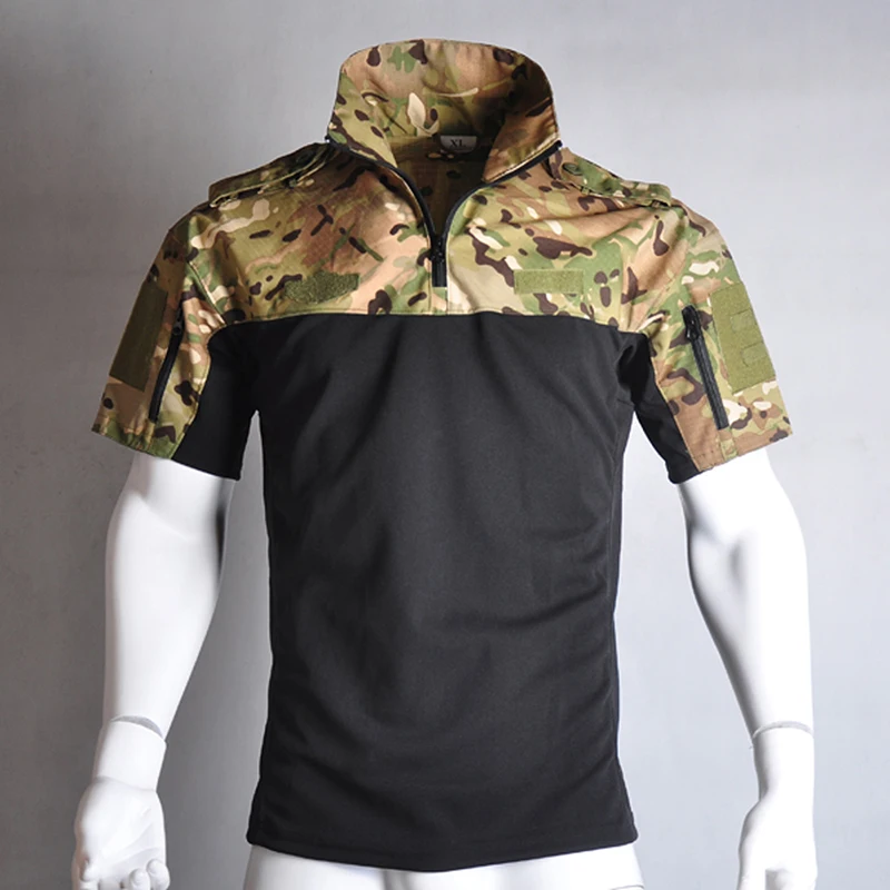 Тактическое камуфляжное боевое обмундирование армии США для мужчин военный страйкбол пейнтбол костюм летняя уличная сорочка+ Брюки Мультикам короткий комплект