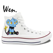 Вэнь кроссовки оригинальные окрашены вручную обувь дизайн на заказ Pokemon Go Shinx высокие женские мужские парусиновые кроссовки мужские женские подарки