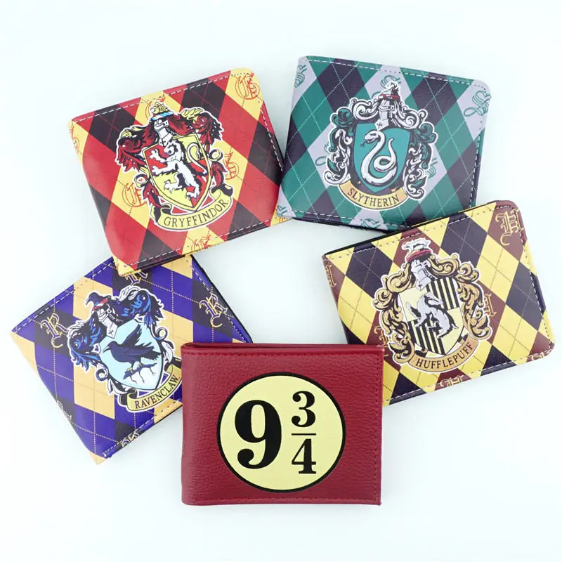 

Harri Potter Hogwarts School Wallet Gryffindor Hufflepuff Ravenclaw Slytherin Short Bifold Wallets Student Purse Cosplay Purses