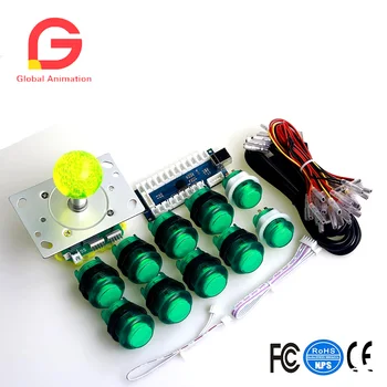 

Joystick Green Ball Zero Delay USB Encoder Board 2/4/8 Way Classic Joystick 8 X 30mm Action Push Buttons 2 X 24mm Select Button