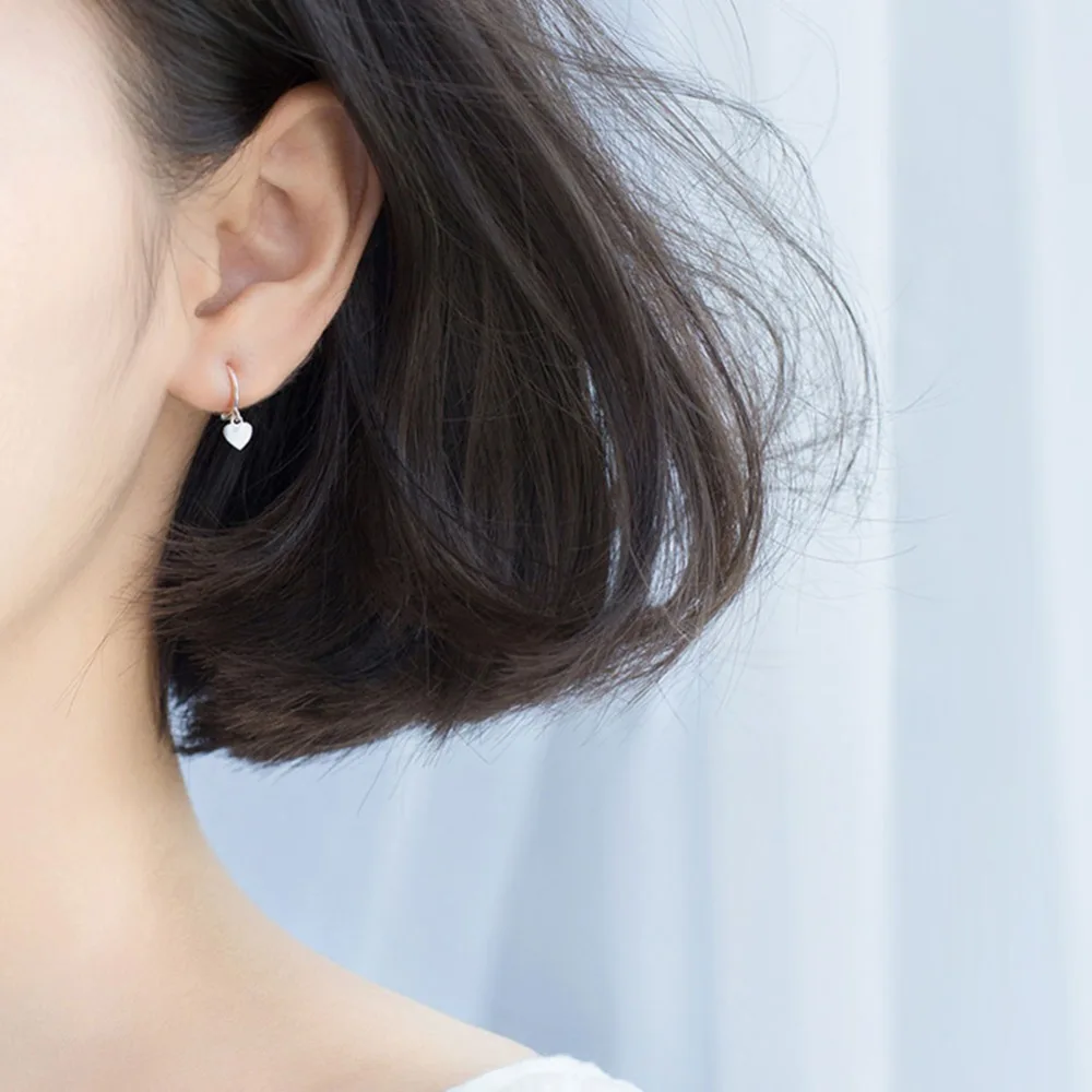 Женские серьги кольца из серебра 925 пробы в виде сердца|Серьги-кольца| |
