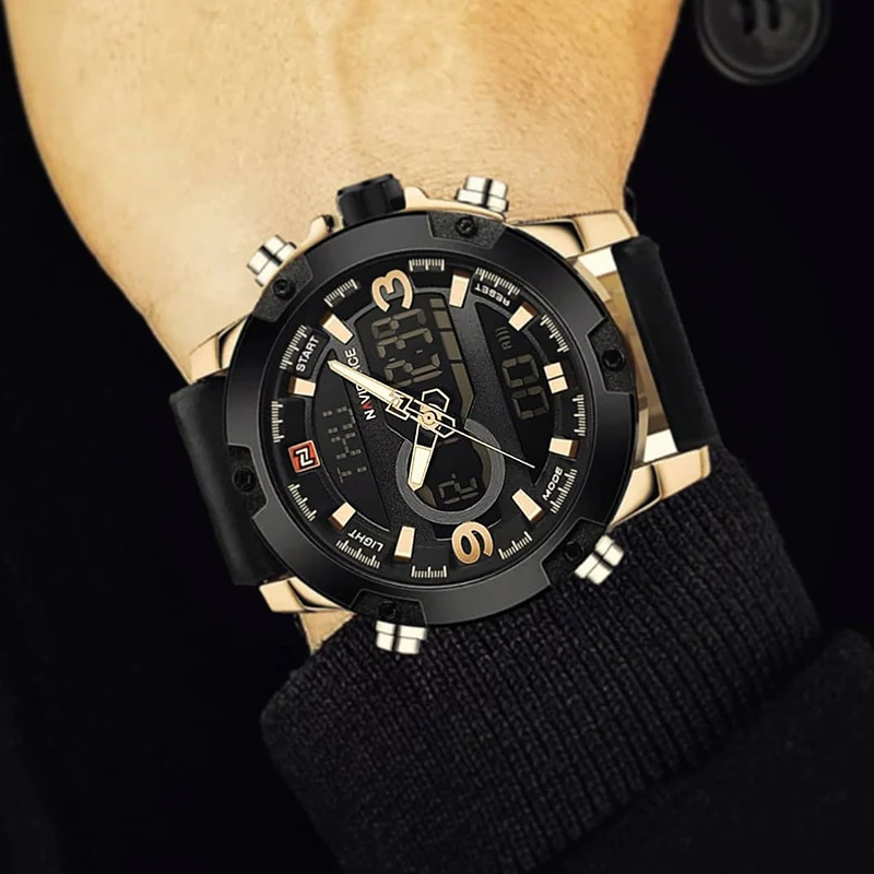 Часы наручные NAVIFORCE Мужские кварцевые роскошные брендовые аналоговые цифровые