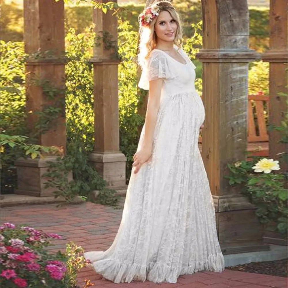 2018 Summer Pregnant New Sheath Ruffle Collar Maxi Long Elegant Maternity Dress Clothes For Photography Props 2018 Summer Pregnant New Sheath Ruffle Collar Maxi Long Elegant Maternity Dress Clothes For Photography Props