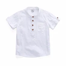 Детская одежда белые хлопковые рубашки для мальчиков, для школы, новинка года, летние блузки для маленьких мальчиков английская одежда с короткими рукавами для детей, 3bs070