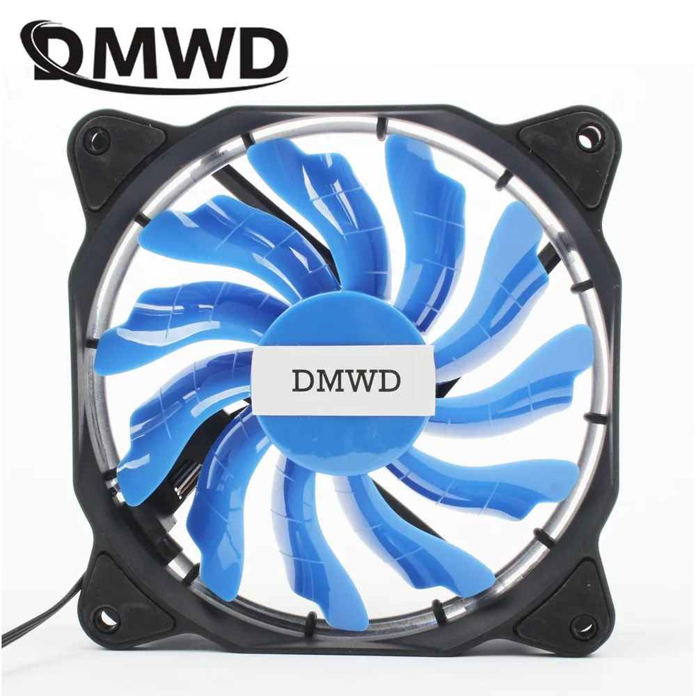 

DMWD Computer Eclipse 120mm LED Fan Red Blue Green White Light Guide Ring 2016 Promotion Ultra Mute