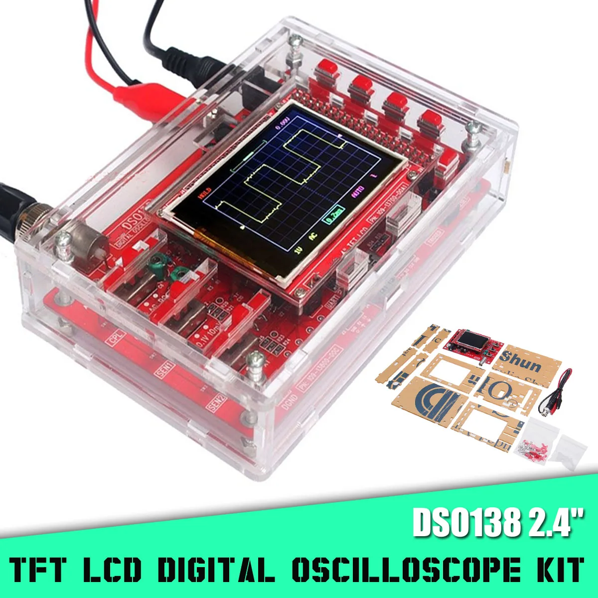 

DSO138 Oscilloscope Open Source 2.4"TFT LCD Digital Oscilloscope With Acrylic Case Electronic Component DIY Fully Assembled