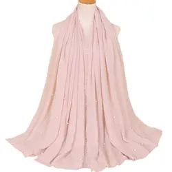 KLV модный красивый конфетный цвет жемчужный шарф хлопок «дышащий» шарф хиджаб тюрбан femme мусульманское платье исламское шарфы