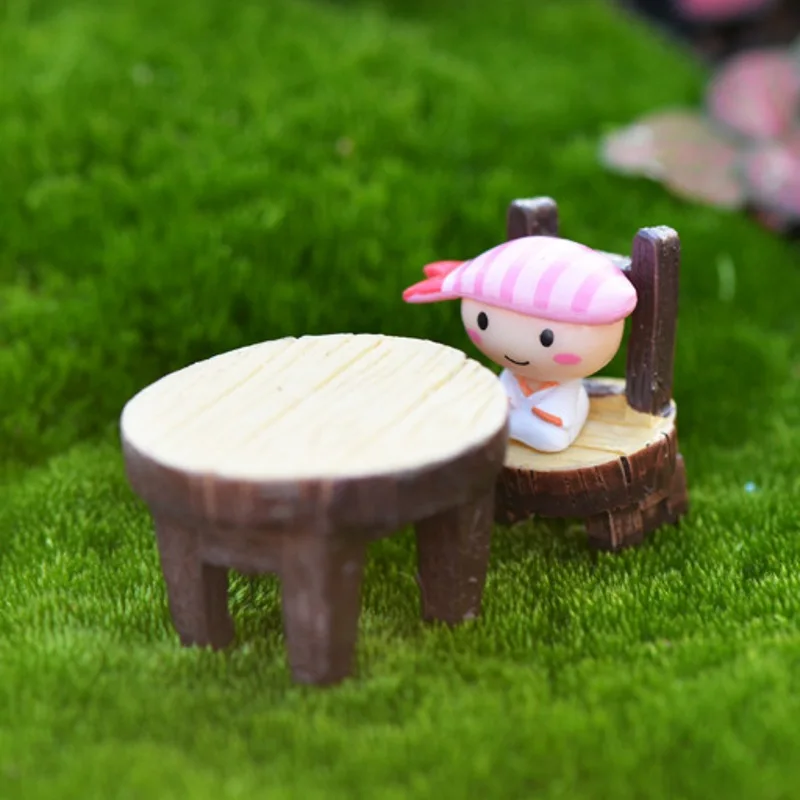 2Pcs/set Fashion Cute Mini Table Chair DIY Miniature Fairy Garden Resin Craft Home Decoration EN4351 2Pcs/set Fashion Cute Mini Table Chair DIY Miniature Fairy Garden Resin Craft Home Decoration EN4351