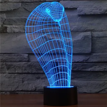 

Creative Shelby Snake Cobra Lamp 3D bore snake LED Night Light Acrylic Colorful Gradient Atmosphere Lamp Novelty Lighting