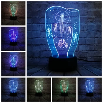 

Luminaria Colorful Jellyfish 3D Vision Night Light Desk Lamp 7 Colors Changing Child Kid Birthday Holiday Party Atmosphere lamps