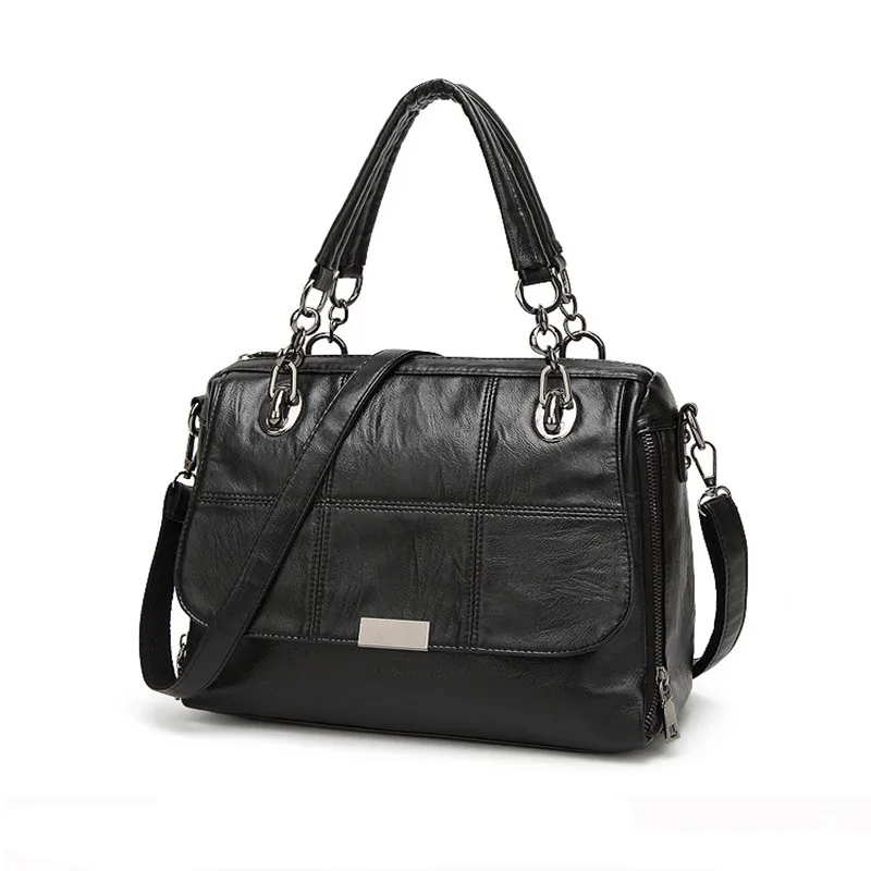 

High Quality women's Zipper opening plaid Shoulder Messenger bag Large capacity pu soft cross body bags women leather handbags