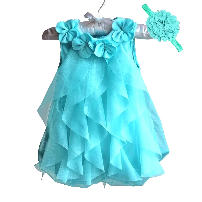 

2019 Baby Girls Dress Summer Sleeveless Chiffon Dress Infant Birthday Party Dresses for Girl Clothes with Headband Vestidos