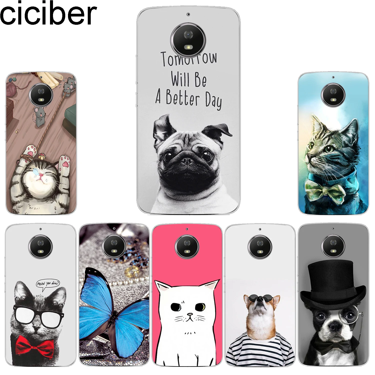 

ciciber Phone Case for Motorola Moto G6 G5 G4 G5S M Soft TPU for Moto E5 E4 Z2 Z3 C Play Plus Go X4 One Power Back Cover Animal