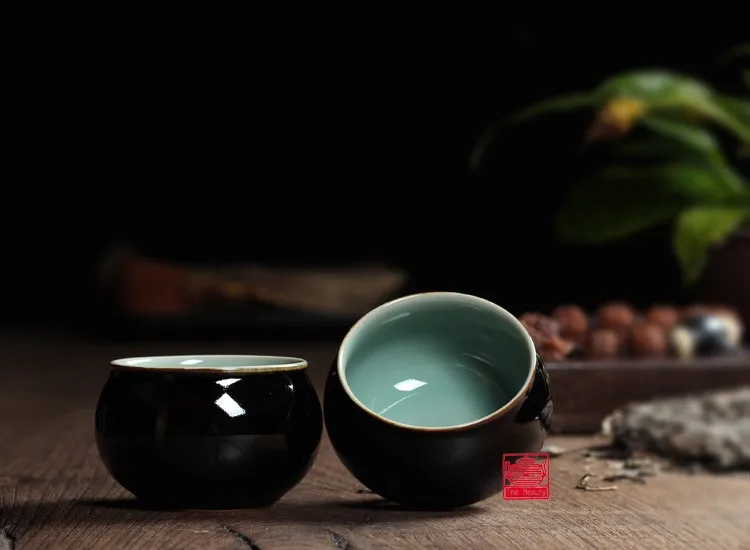 2 шт Китайский Longquan Celadon фарфоровая чайная чашка чайное блюдце чаша для чая чайник черная глазурь 85 мл китайский чайный горшок Celadon чайные чашки