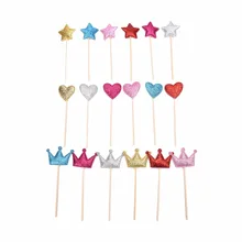 6 шт. Звезда Корона сердце Десерт Фрукты Топпер на заказ ручной работы топперы для свадебного кекса маленьких девочек День рождения украшения