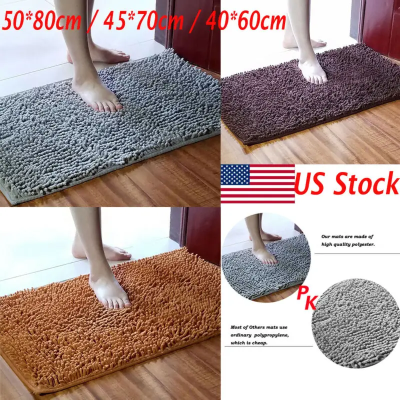 

Fluffy Rugs Anti-Skid Shaggy Area Rug Bathroom Home Bedroom Carpet Floor Mat