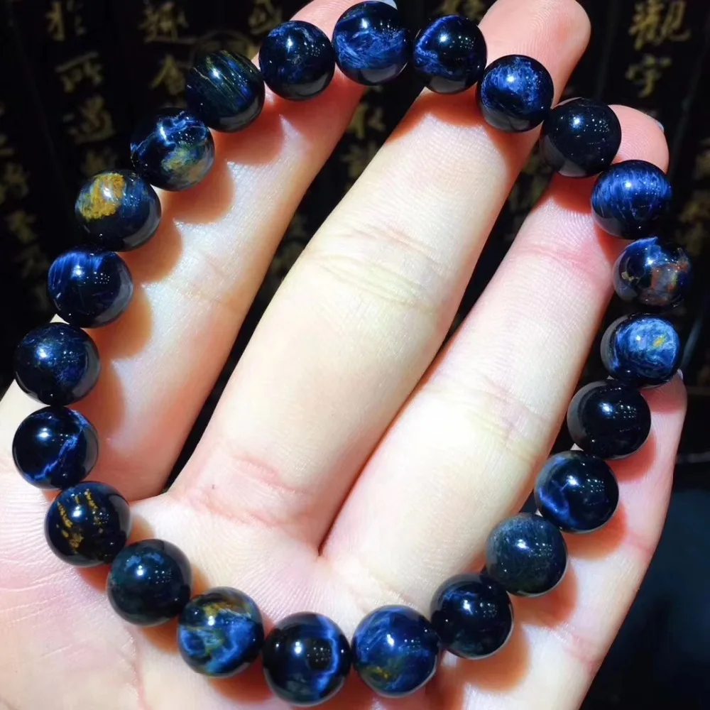 

Genuine Natural Blue Pietersite Bracelet Namibia Best Round Beads 8.5mm Cat Eye Woman Man Fashion Reiki Stone Certificate AAAAA