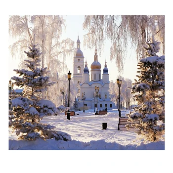 

LZAIQIZG Diamond Embroidery Scenery Full Square Diamond Painting Cross Stitch Kits Church Winter Diamond Mosaic Sale Home Decor