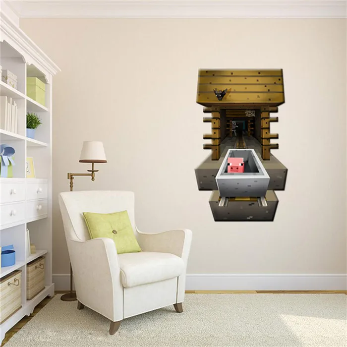 Minecraft 3d Adesivo De Parede Quarto Dos Miúdos Papel De Parede De