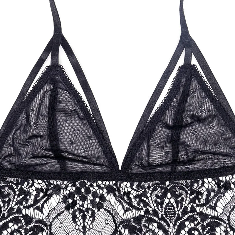Women Lace Sexy Bra Set Fashion French Cup Underwire Back Closure Underwear Bras Sheery Ultra-thin Strap Bralette (6)