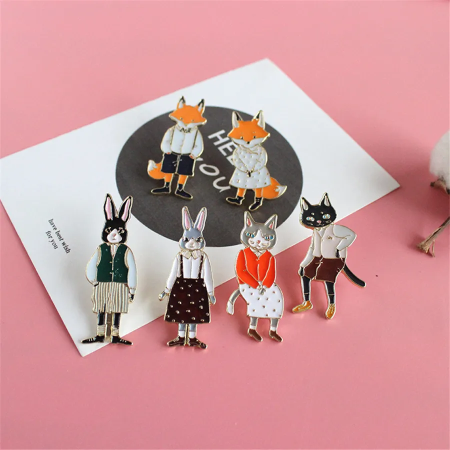 

Animal Brooches For Women Fashion Jewelry Fox Rabbit Cartoon Anime Icons on Clothes Metal Badges Clothing Lapel Pin Brooches 30