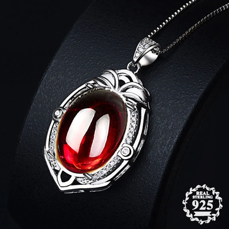

NOT FAKE S925 Sterling Silver Myanmar Rubellite Pedants Artisan Antique For necklace Chalcedony Red