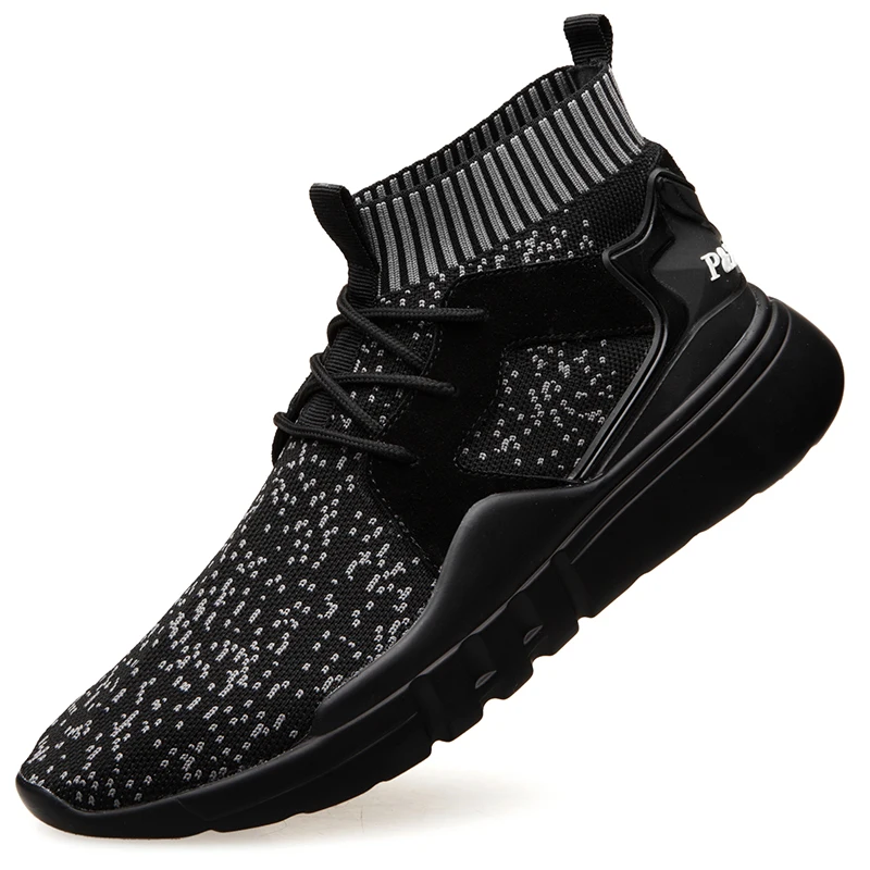 

Dropshipping New Fashion Men High Top Soft Comfortable Men's Casual Shoes Male Brand Black Footwear Walking Shoes Men DB077
