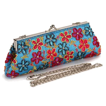 

Embroidery Flower Evening Bags Women Female Luxury Floral Appliques Clutch Bag Clutches Purses Case with Fashion Jacquard Golden