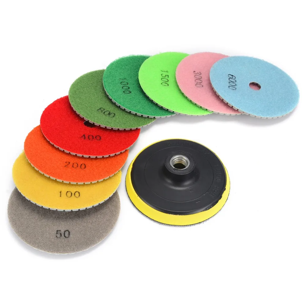 

10pcs New 4" Marble Polishing Pads High Quality Mayitr Diamond Polishing Pad For Granite Marble Concrete Stone Tools
